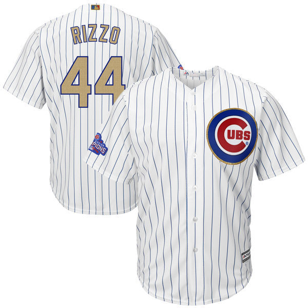 Youth 2017 MLB Chicago Cubs #44 Rizzo CUBS White Gold Program Jersey->->Youth Jersey